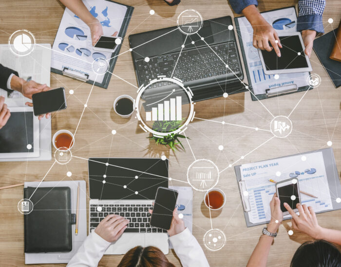 Data Analysis for Business and Finance Concept. Graphic interface showing future computer technology of profit analytic, online marketing research and information report for digital business strategy.